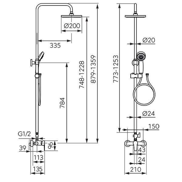 Tuš set Ritto krom - NP84-BTR7U - Slika 2